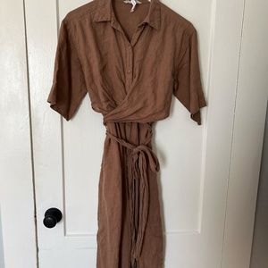 Apiece Apart Nicoya Wrap Shirt Dress in Camel